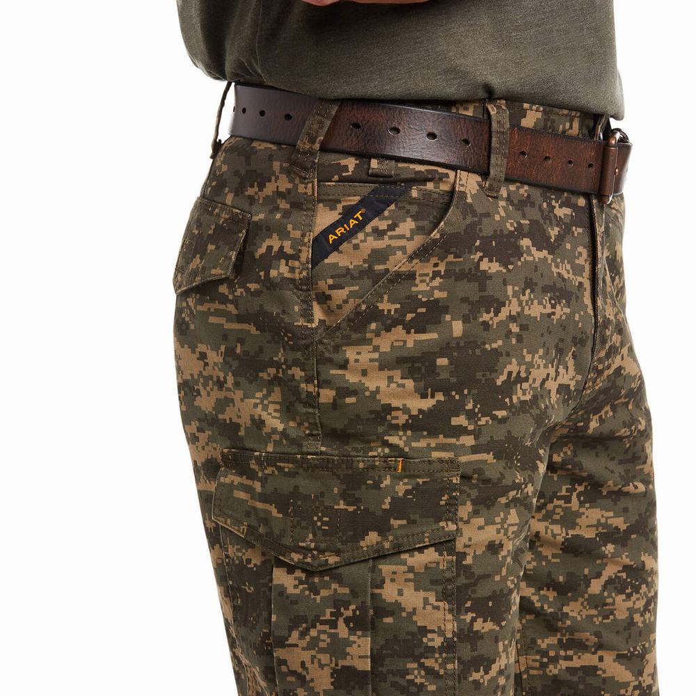 Ariat Rebar DuraStretch Made Tough Cargo Byxor Herr Olivgröna Camo | 056-DAZMKP