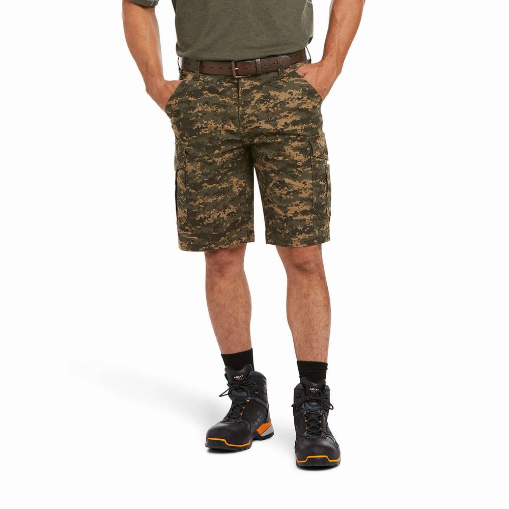 Ariat Rebar DuraStretch Made Tough Cargo Byxor Herr Olivgröna Camo | 056-DAZMKP