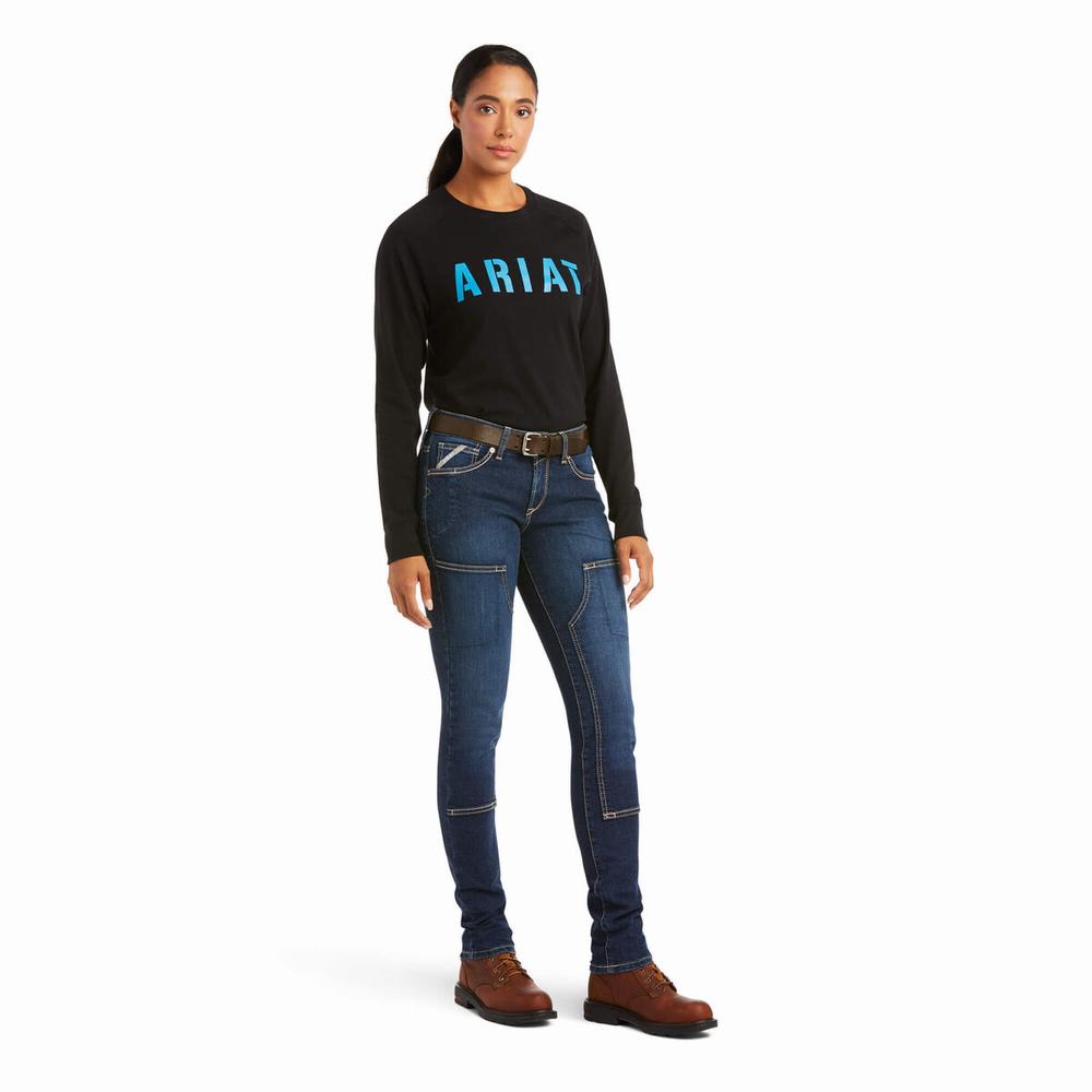 Ariat Rebar DuraStretch Riveter Double Front Jeans Dam Olika Färger | 589-FRTHED