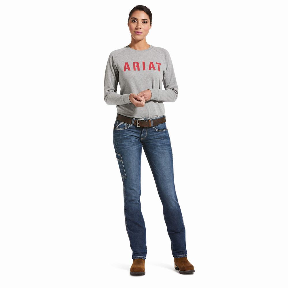 Ariat Rebar DuraStretch Riveter Leg Straight Jeans Dam Olika Färger | 573-ENZWCL