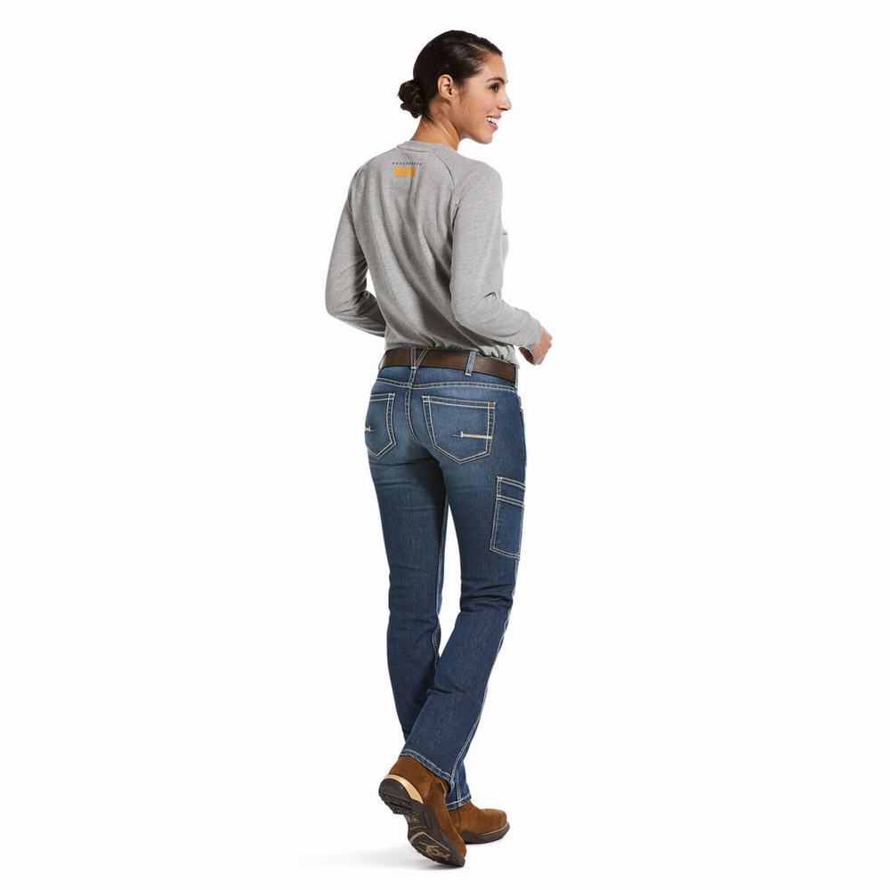 Ariat Rebar DuraStretch Riveter Leg Straight Jeans Dam Olika Färger | 573-ENZWCL