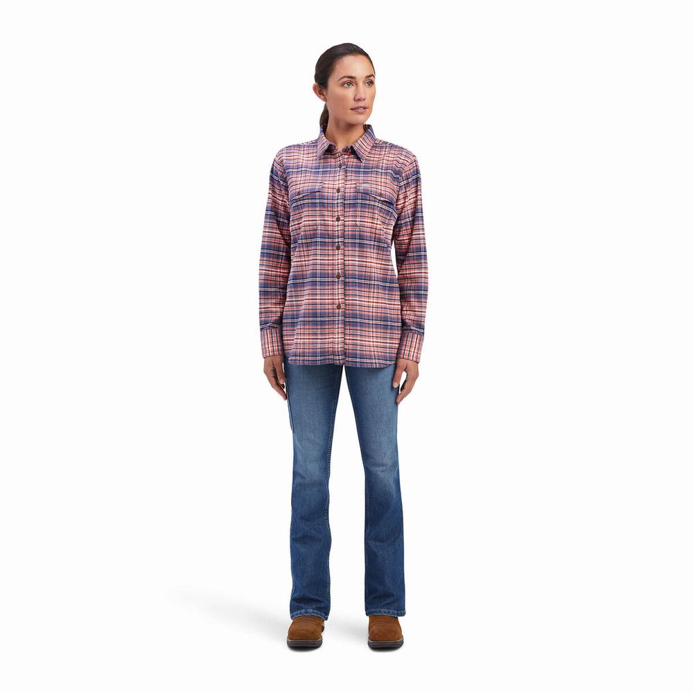 Ariat Rebar Flannel DuraStretch Skjorta Dam Rosa | 305-KOWGME