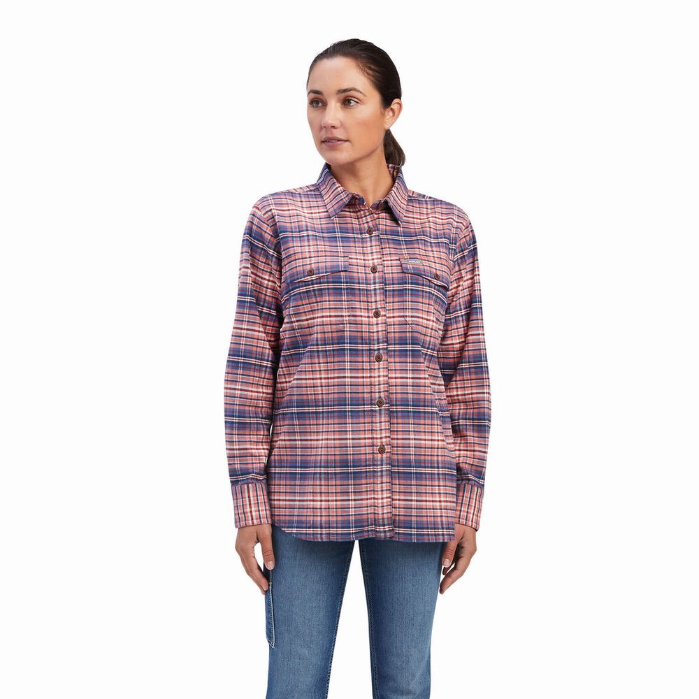 Ariat Rebar Flannel DuraStretch Skjorta Dam Rosa | 305-KOWGME