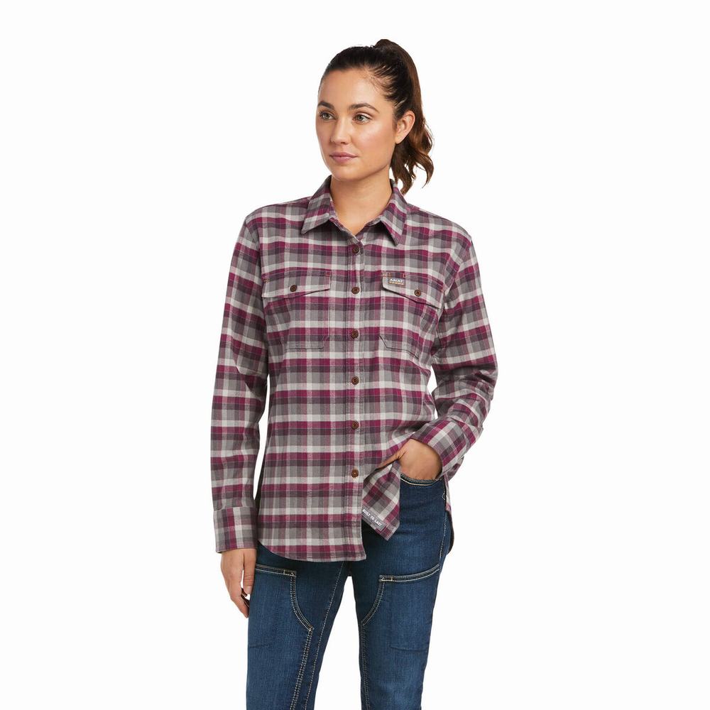 Ariat Rebar Flannel DuraStretch Skjorta Dam Lila | 407-EPXDGB