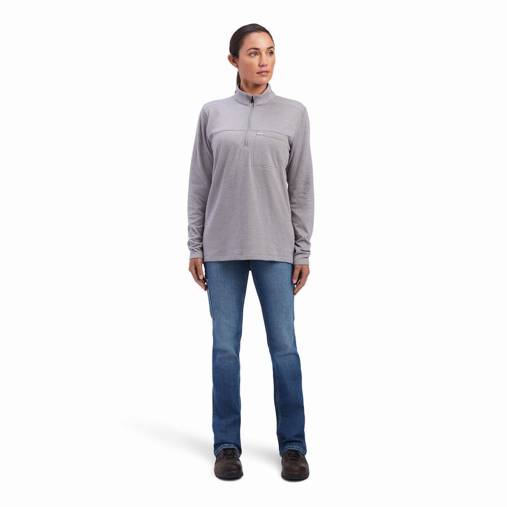 Ariat Rebar Foundation 1/4 Zip Skjorta Dam Grå | 576-WKXTMC