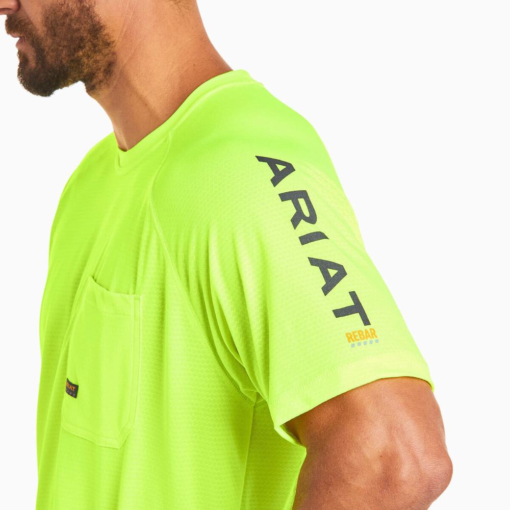 Ariat Rebar Heat Fighter Short Sleeve Herr Ljusgröna | 068-IUXRNT