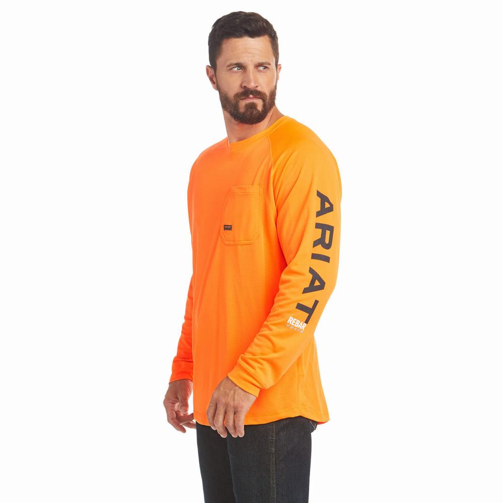 Ariat Rebar Heat Fighter T-shirt Herr Orange | 043-NARKCG