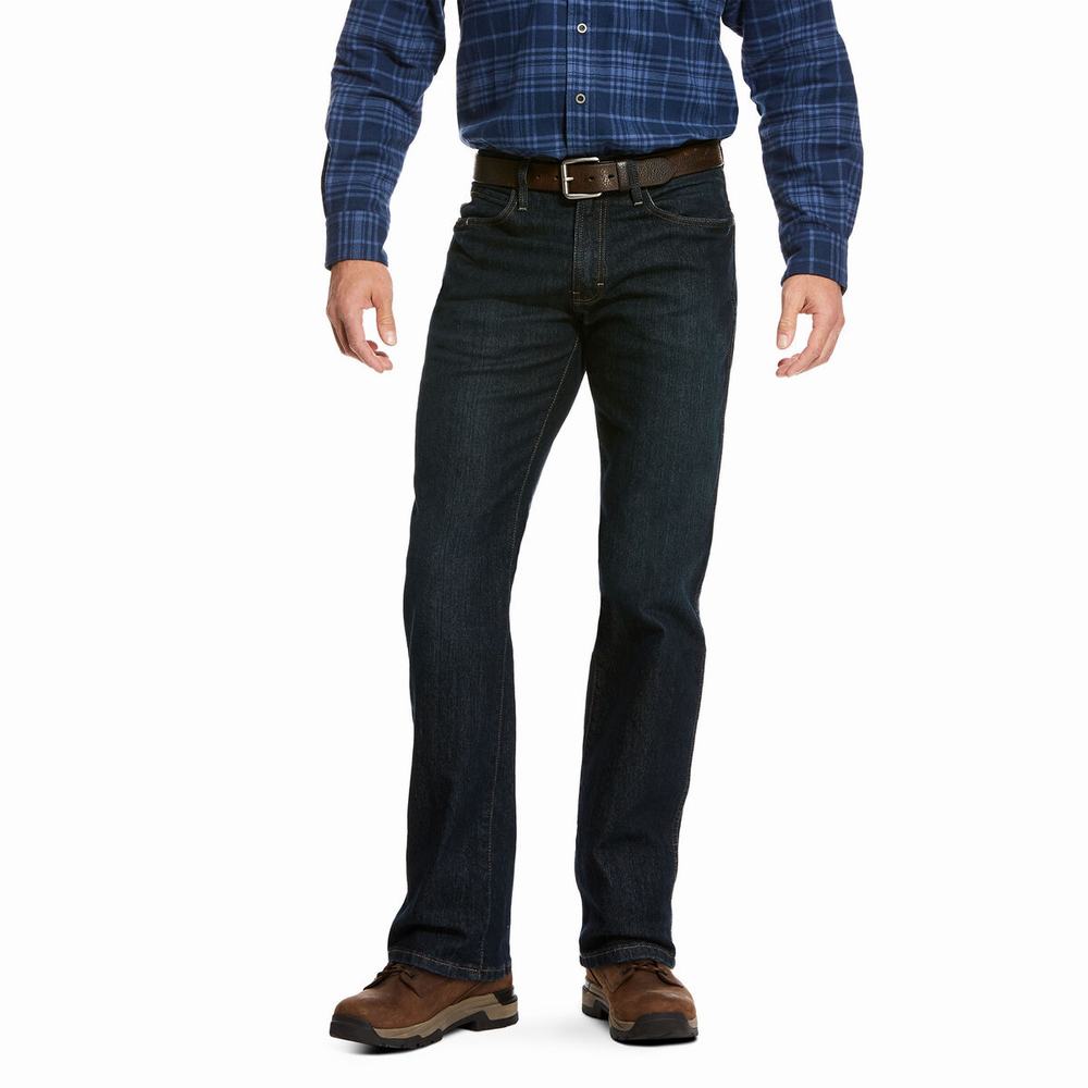 Ariat Rebar M4 Relaxed DuraStretch Basic Straight Jeans Herr Svarta Blå | 089-RCTSQH