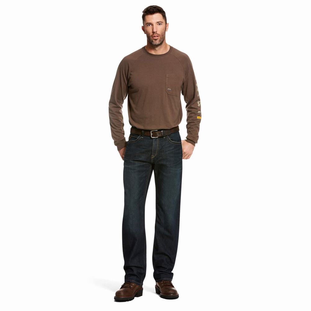 Ariat Rebar M4 Relaxed DuraStretch Edge Straight Jeans Herr Mörkblå | 365-ZITBSJ