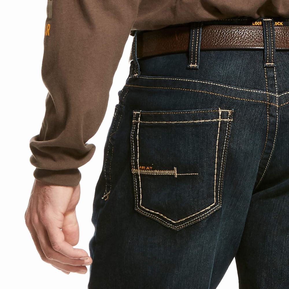 Ariat Rebar M4 Relaxed DuraStretch Edge Straight Jeans Herr Mörkblå | 365-ZITBSJ