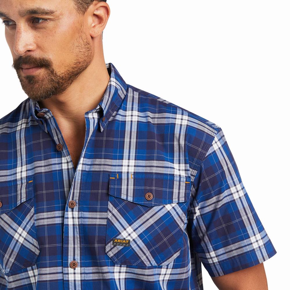 Ariat Rebar Made Tough DuraStretch Short Sleeve Herr Marinblå | 260-SVDHUO