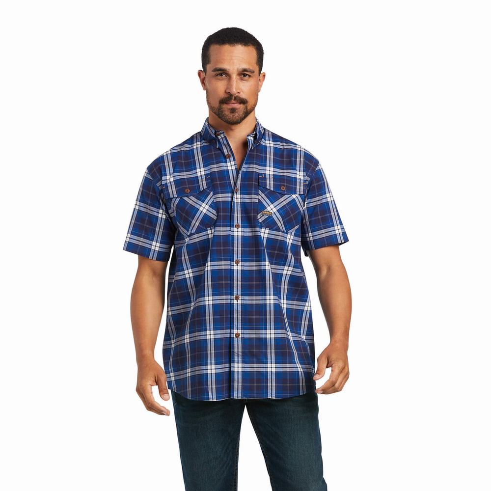 Ariat Rebar Made Tough DuraStretch Short Sleeve Herr Marinblå | 260-SVDHUO