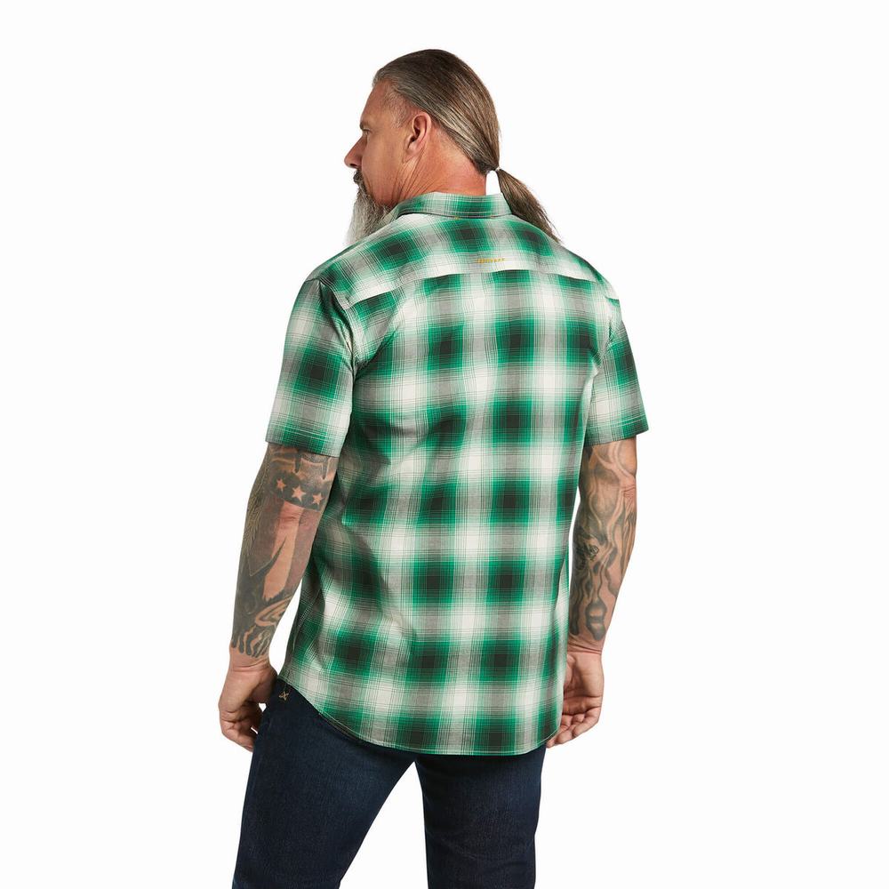 Ariat Rebar Made Tough DuraStretch Short Sleeve Herr Gröna | 890-AJPYFS