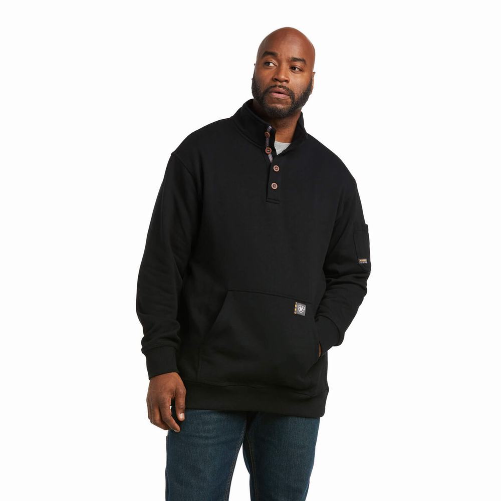 Ariat Rebar Overtime Fleece Hoodie Herr Svarta | 294-RPQBXO