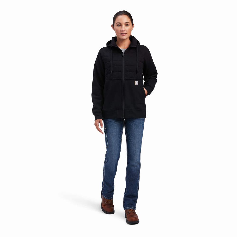 Ariat Rebar Regulator Full Zip Hoodie Dam Svarta | 083-QBNGFD