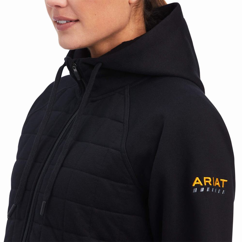 Ariat Rebar Regulator Full Zip Hoodie Dam Svarta | 083-QBNGFD