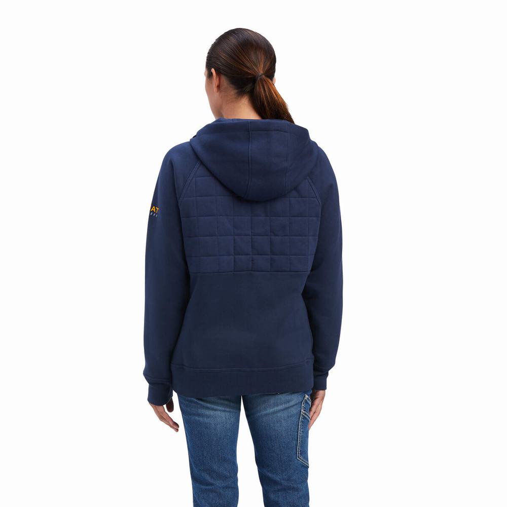 Ariat Rebar Regulator Full Zip Hoodie Dam Indigo | 519-ZNSBVY