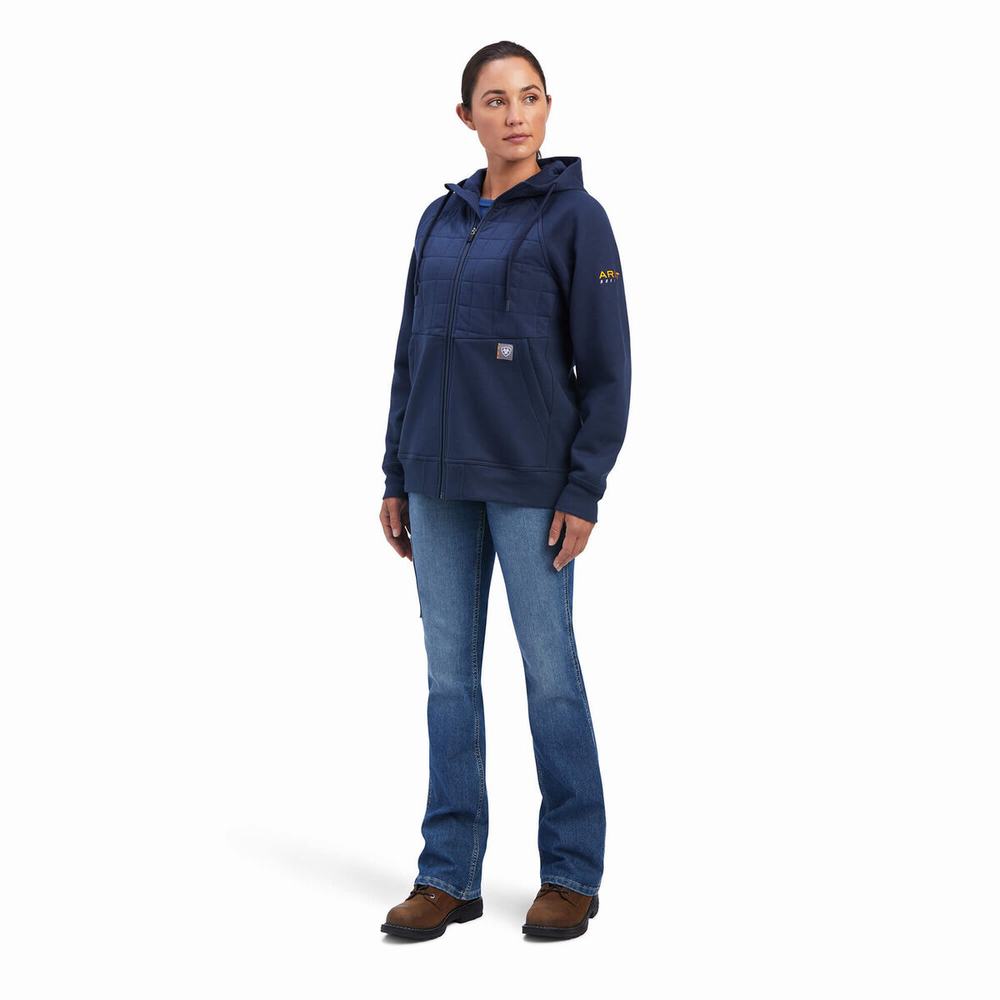 Ariat Rebar Regulator Full Zip Hoodie Dam Indigo | 519-ZNSBVY