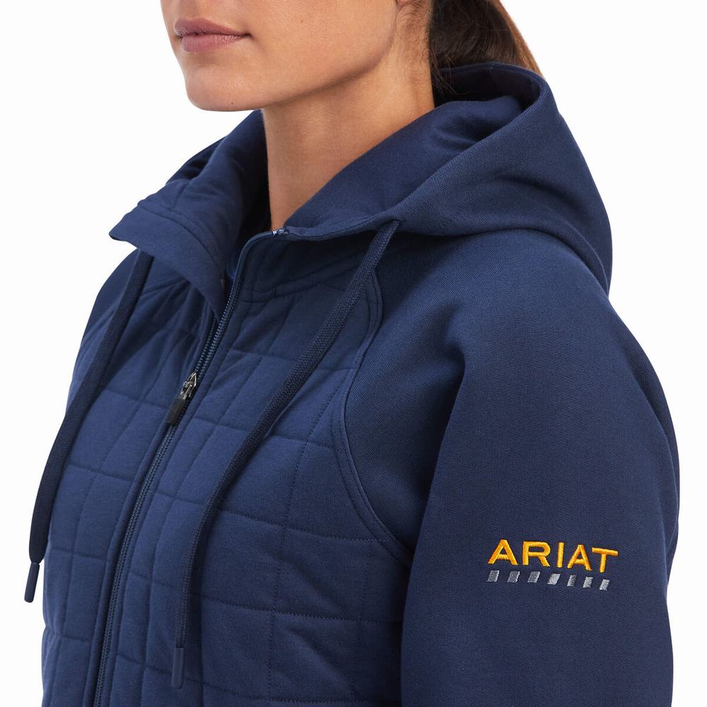 Ariat Rebar Regulator Full Zip Hoodie Dam Indigo | 519-ZNSBVY