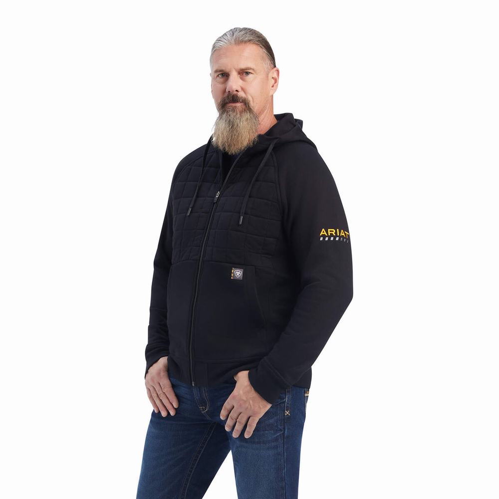 Ariat Rebar Regulator Full Zip Hoodie Herr Svarta | 163-GAEHTL