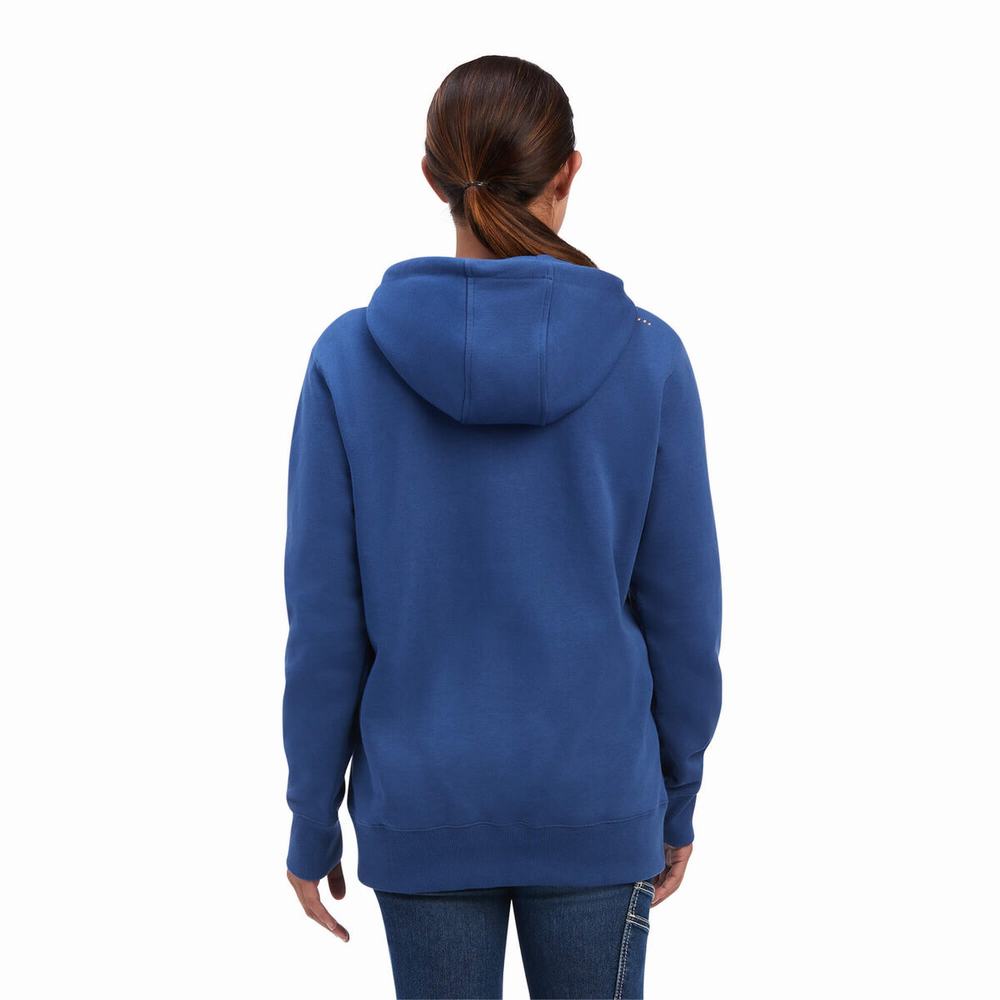 Ariat Rebar Skill Set 1/2 Zip Hoodie Dam Marinblå | 268-RECGWB