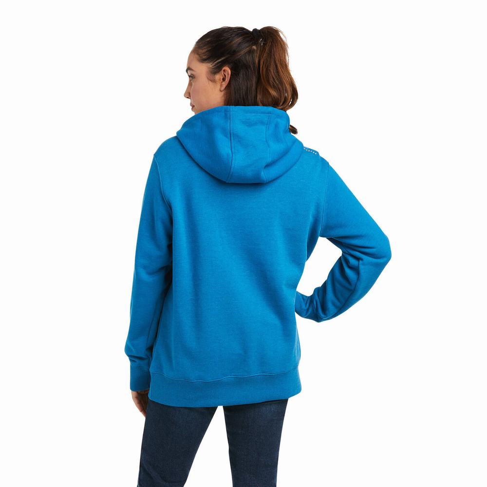 Ariat Rebar Skill Set 1/2 Zip Hoodie Dam Blå | 284-GPZDKJ