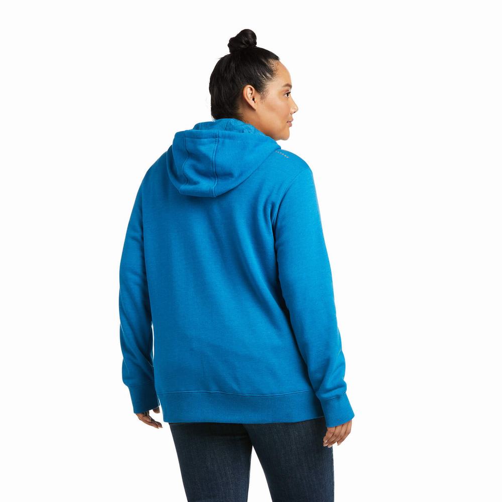 Ariat Rebar Skill Set 1/2 Zip Hoodie Dam Blå | 284-GPZDKJ