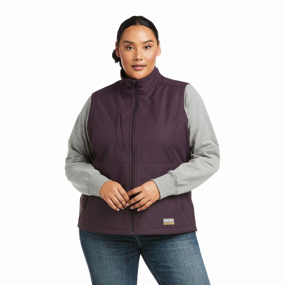 Ariat Rebar Stretch Canvas Softshell Vests Dam Lila | 871-FLOPBN