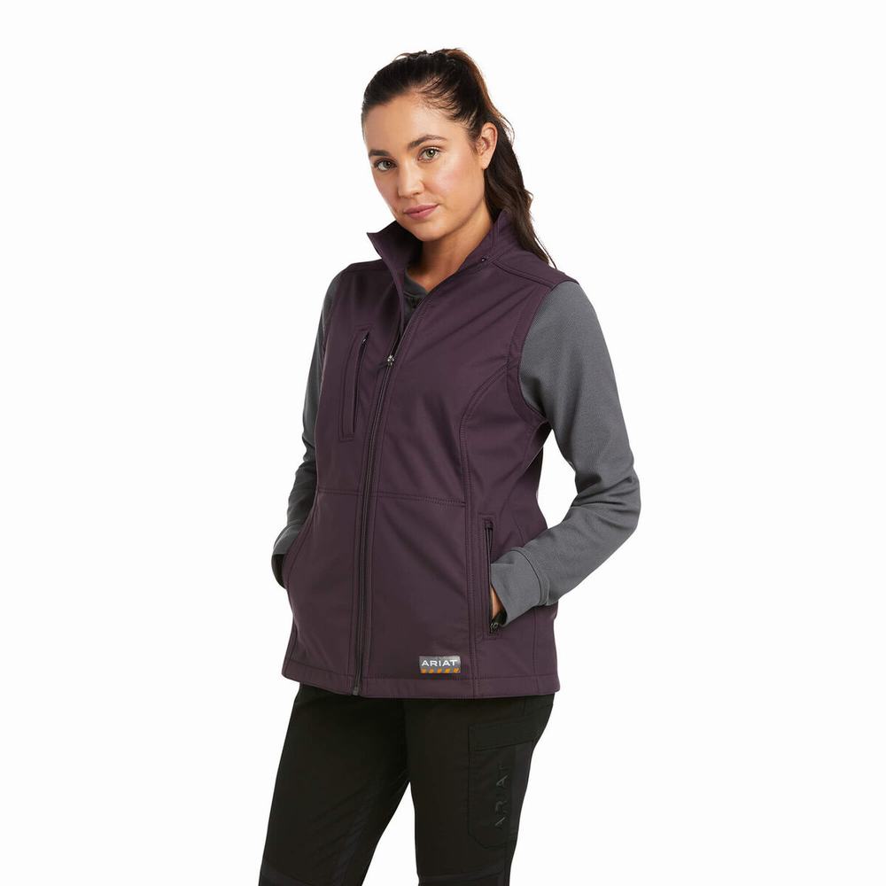 Ariat Rebar Stretch Canvas Softshell Vests Dam Lila | 871-FLOPBN