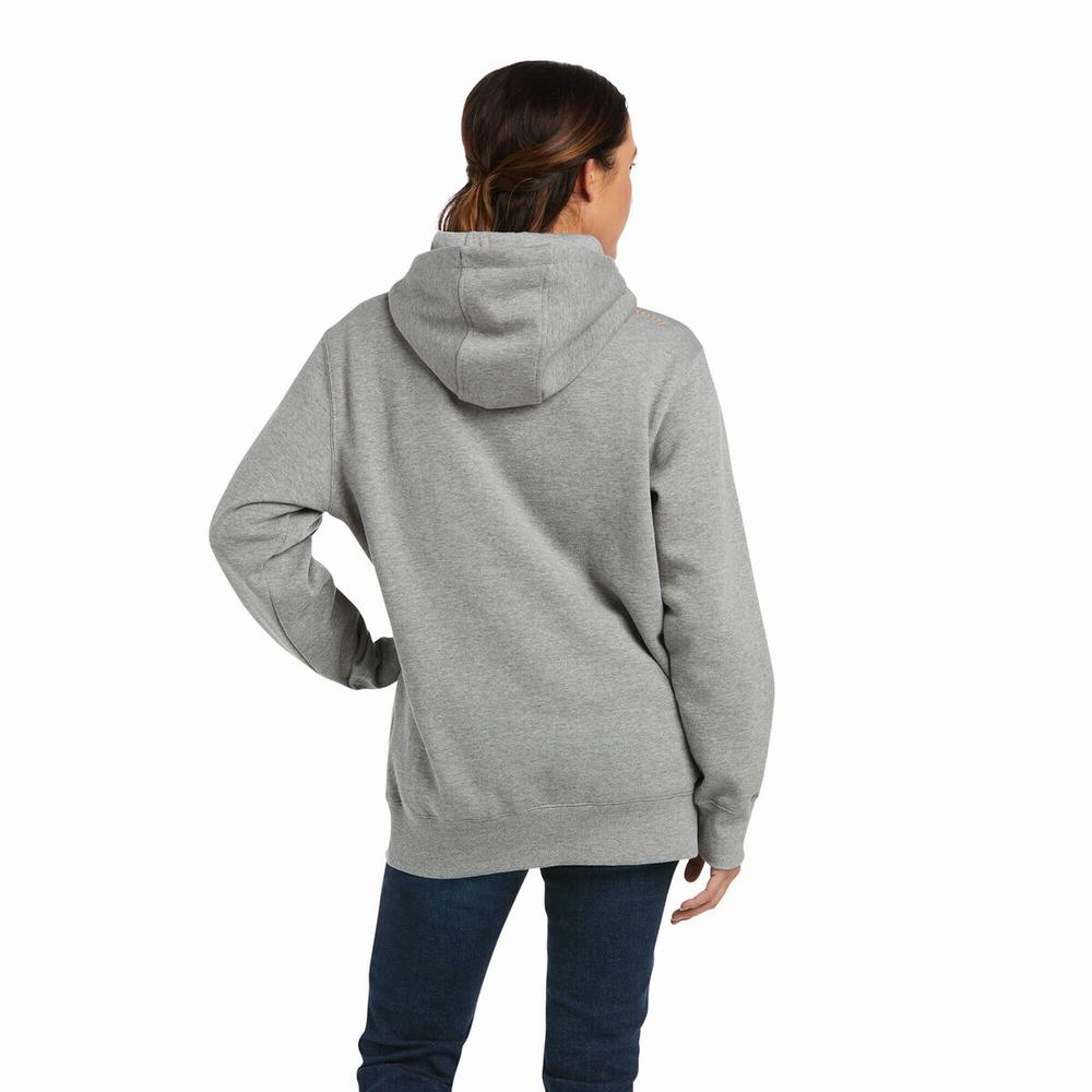 Ariat Rebar Tryck Hoodie Dam Grå | 578-VLWGAZ