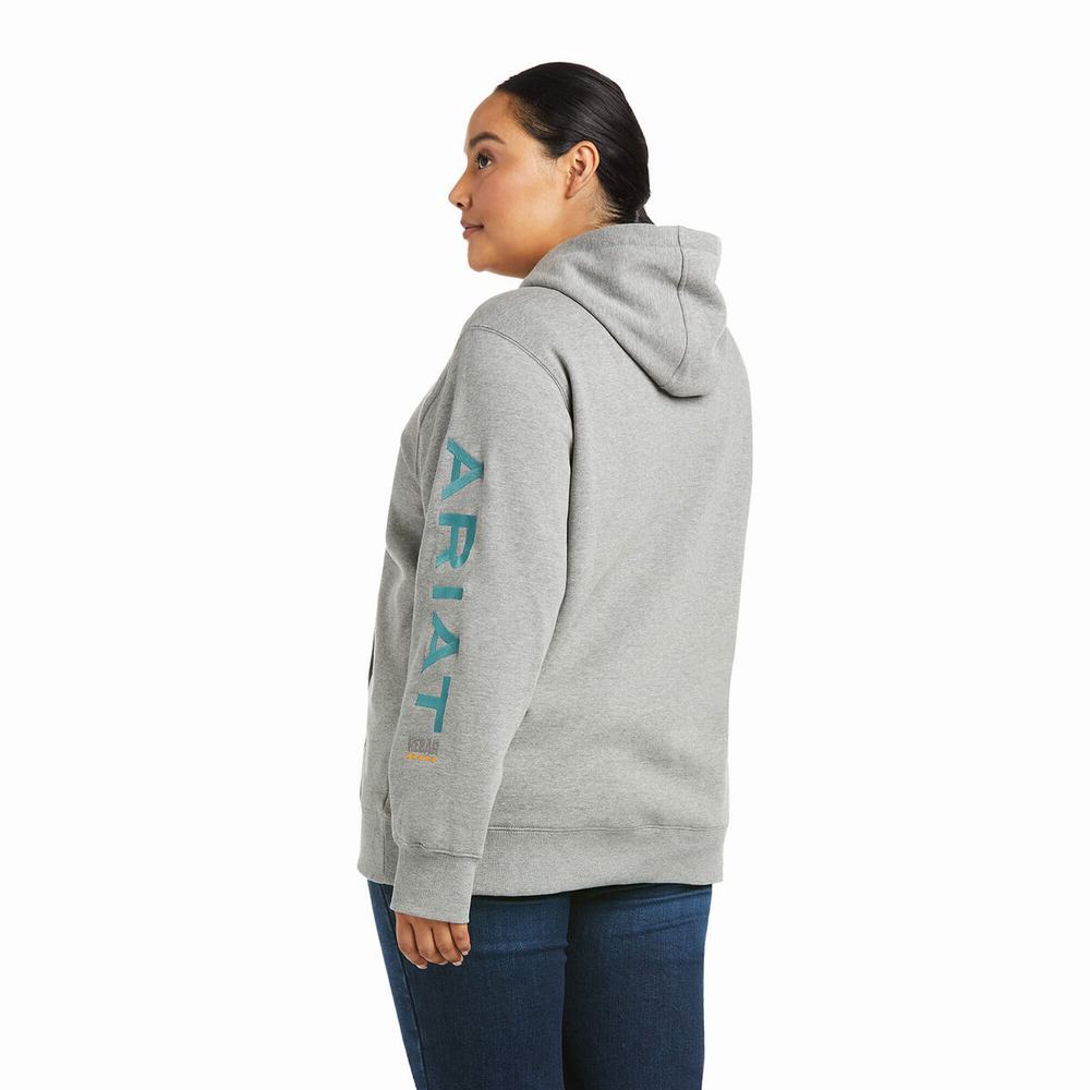 Ariat Rebar Tryck Hoodie Dam Grå | 578-VLWGAZ