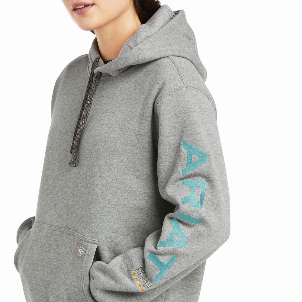 Ariat Rebar Tryck Hoodie Dam Grå | 578-VLWGAZ