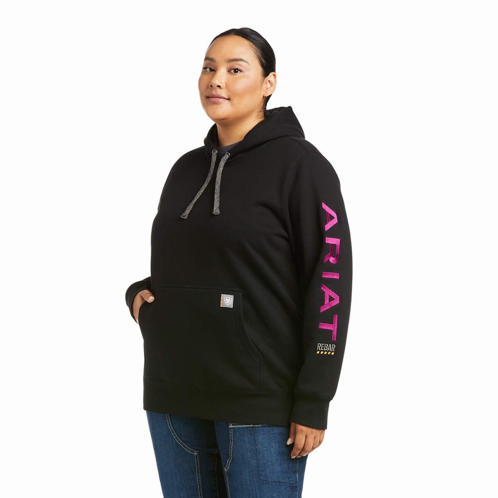 Ariat Rebar Tryck Hoodie Dam Svarta Lila | 192-PGDNTV