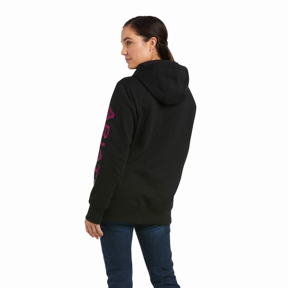 Ariat Rebar Tryck Hoodie Dam Svarta Lila | 192-PGDNTV