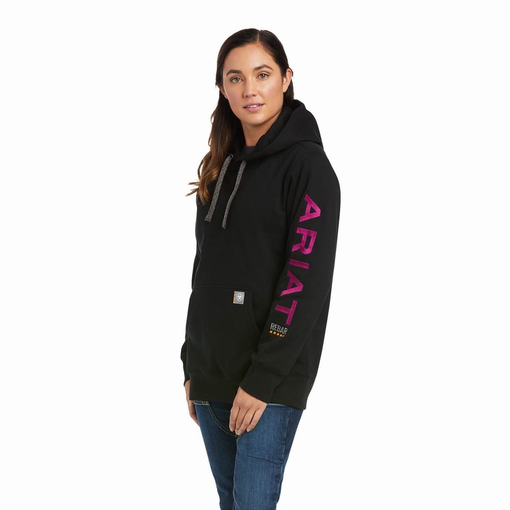 Ariat Rebar Tryck Hoodie Dam Svarta Lila | 192-PGDNTV