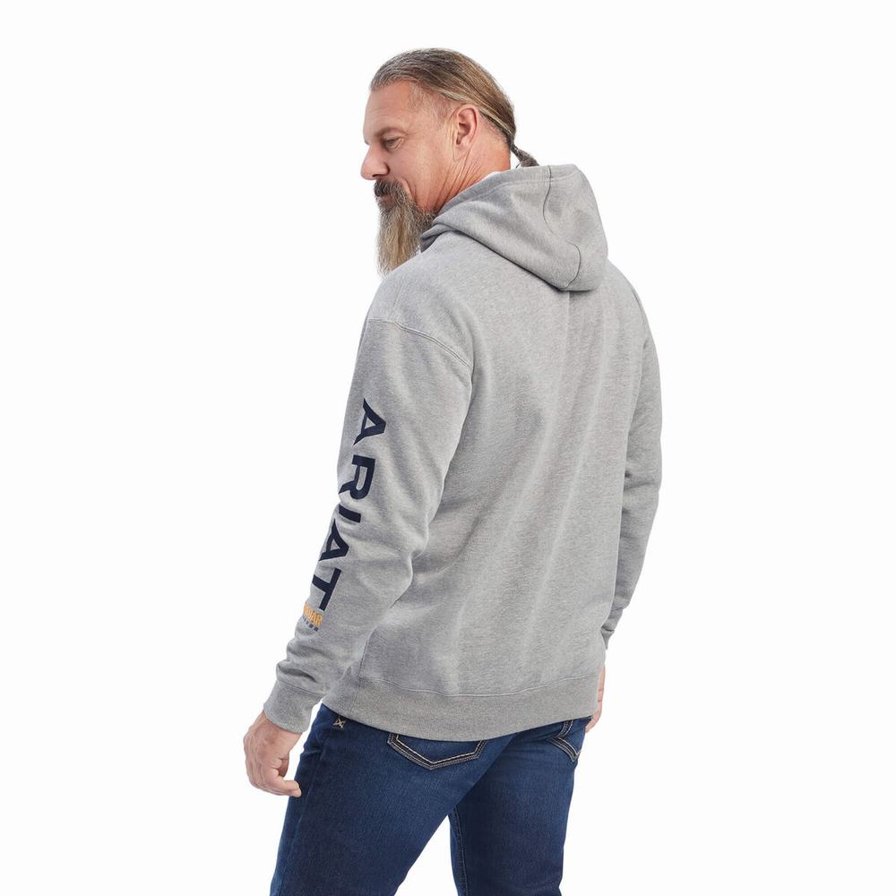 Ariat Rebar Tryck Hoodie Herr Grå Mörk | 896-JRNQBL