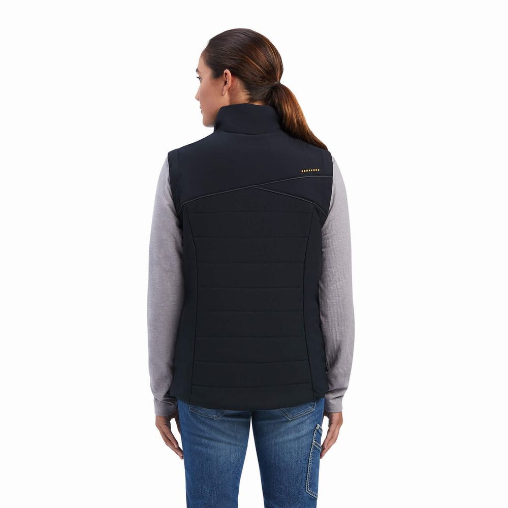 Ariat Rebar Valkyrie Stretch Canvas Insulated Vests Dam Svarta | 946-WJKQZI