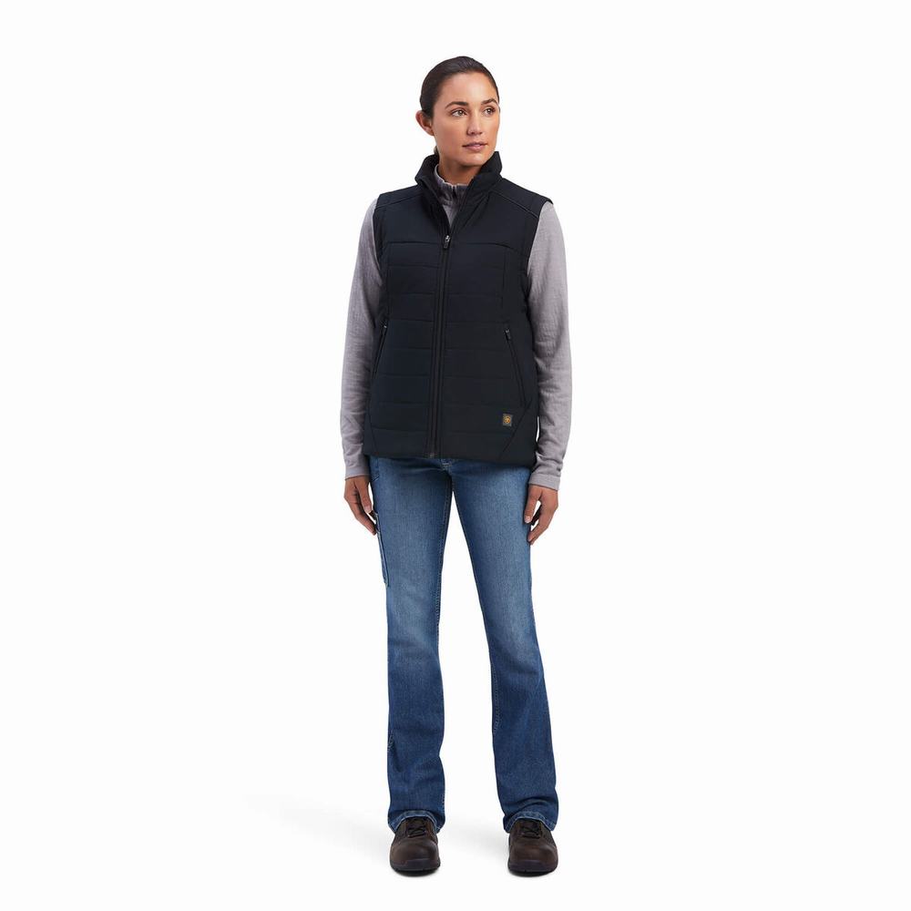 Ariat Rebar Valkyrie Stretch Canvas Insulated Vests Dam Svarta | 946-WJKQZI