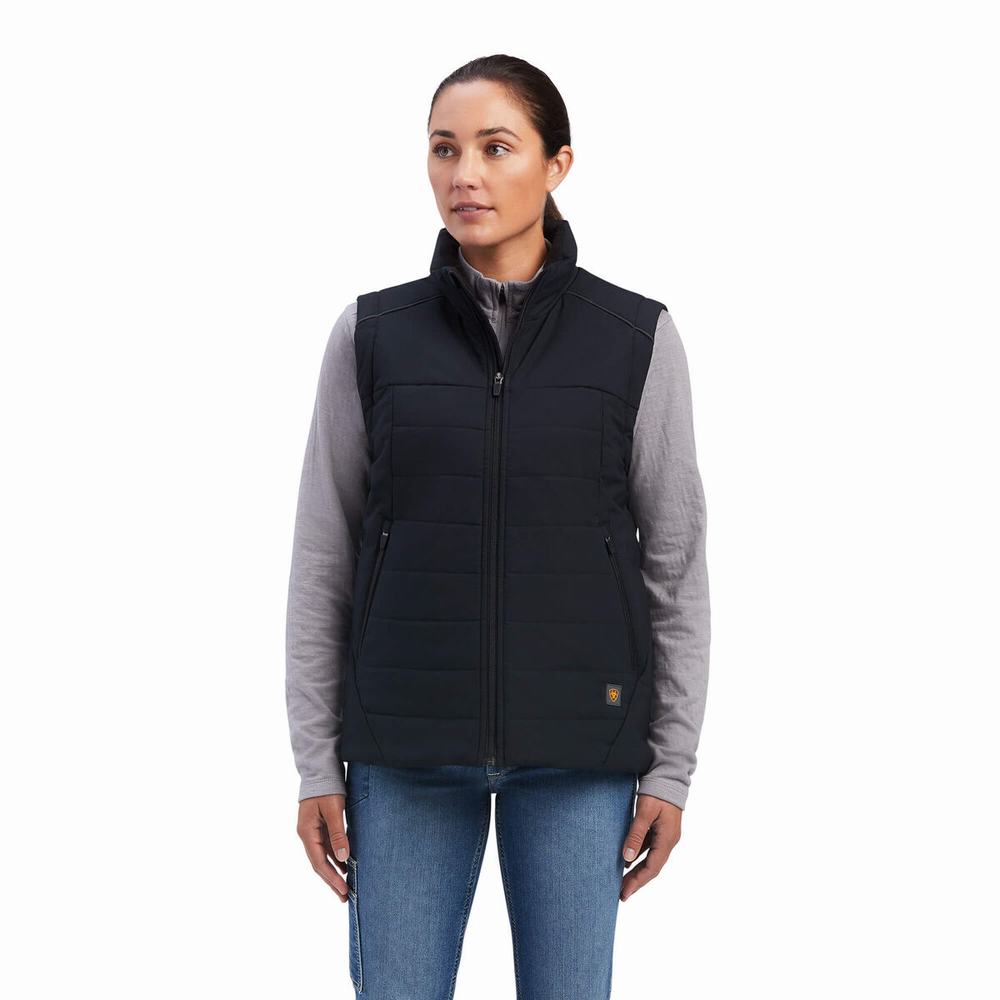 Ariat Rebar Valkyrie Stretch Canvas Insulated Vests Dam Svarta | 946-WJKQZI