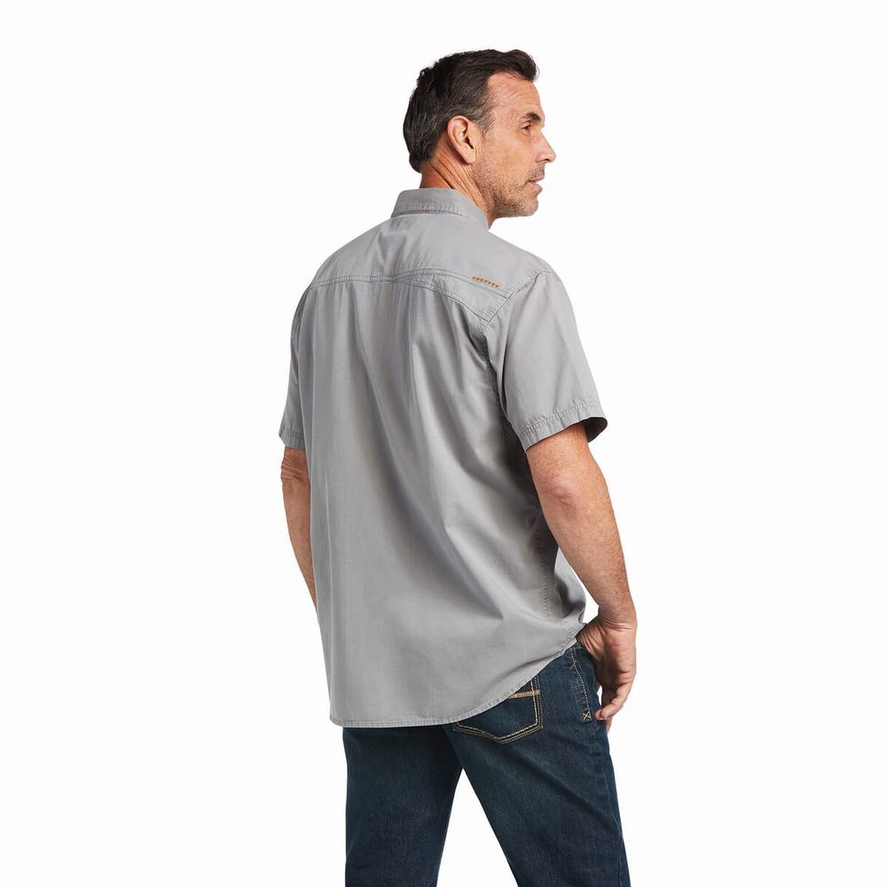 Ariat Rebar Washed Twill Short Sleeve Herr Silver | 980-JDICVM