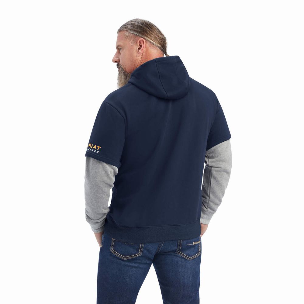 Ariat Rebar Workman Dually Hoodie Herr Marinblå Grå | 685-THBLPV