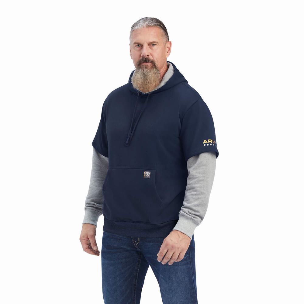 Ariat Rebar Workman Dually Hoodie Herr Marinblå Grå | 685-THBLPV