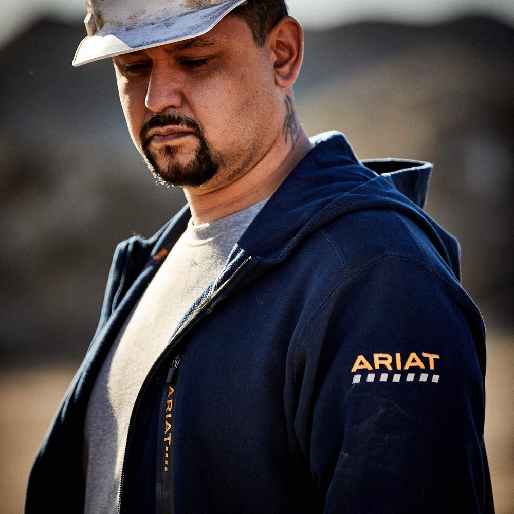 Ariat Rebar Workman Full Zip Hoodie Herr Marinblå | 378-NWGXLQ