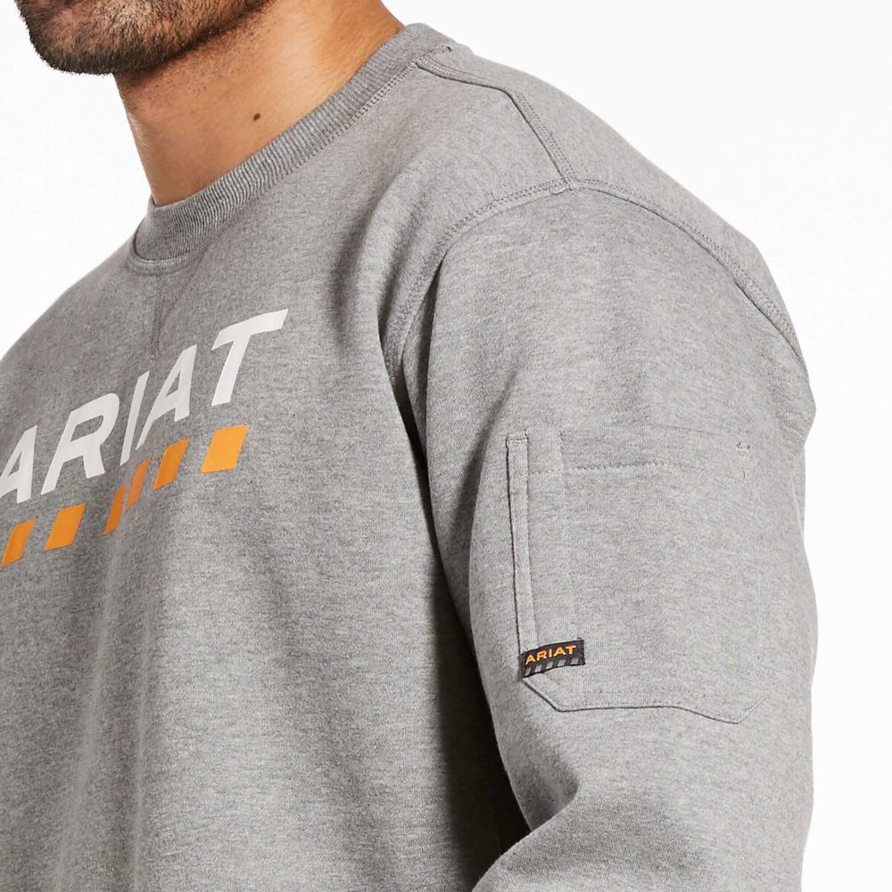 Ariat Rebar Workman Logo Hoodie Herr Grå | 489-FIJGOV