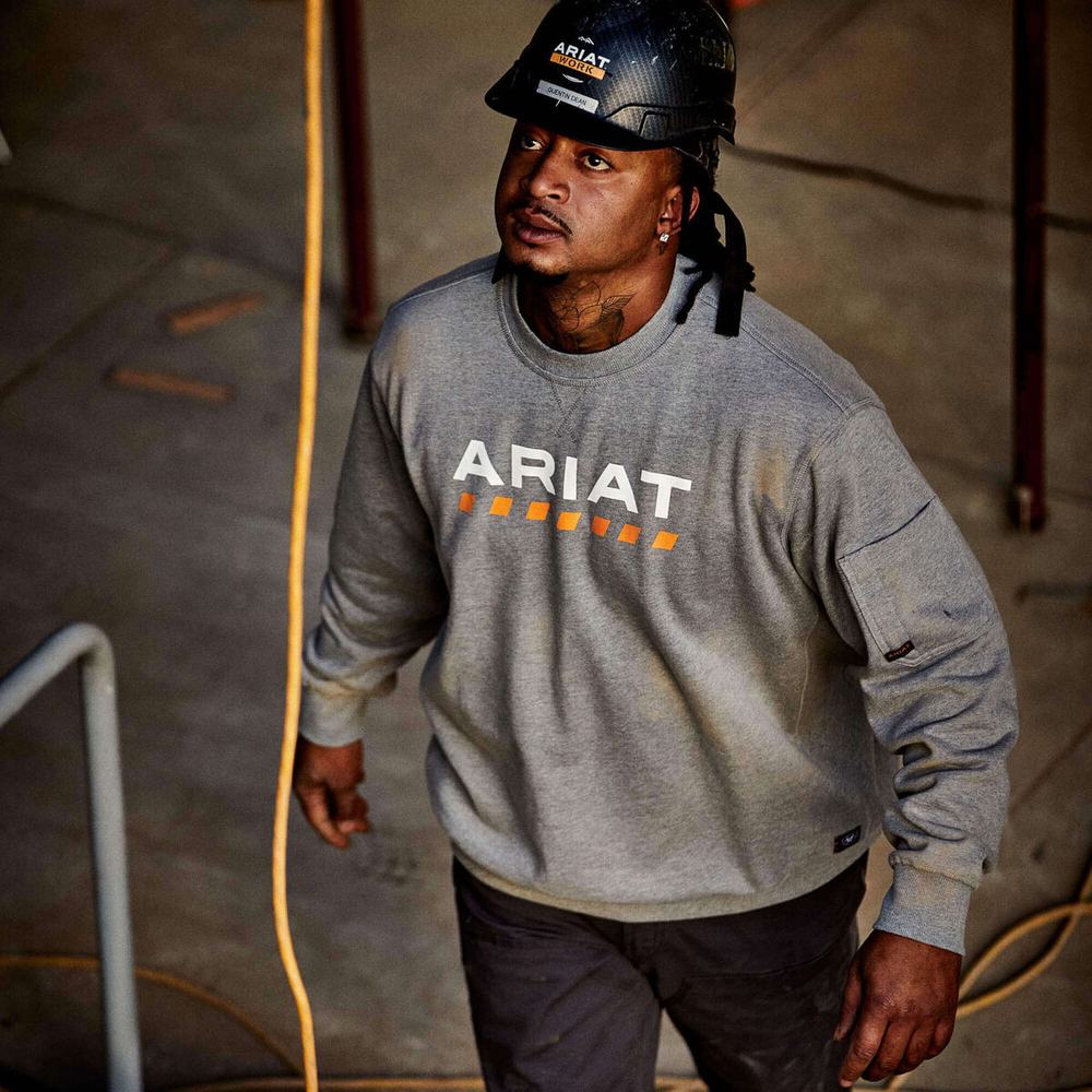 Ariat Rebar Workman Logo Hoodie Herr Grå | 489-FIJGOV