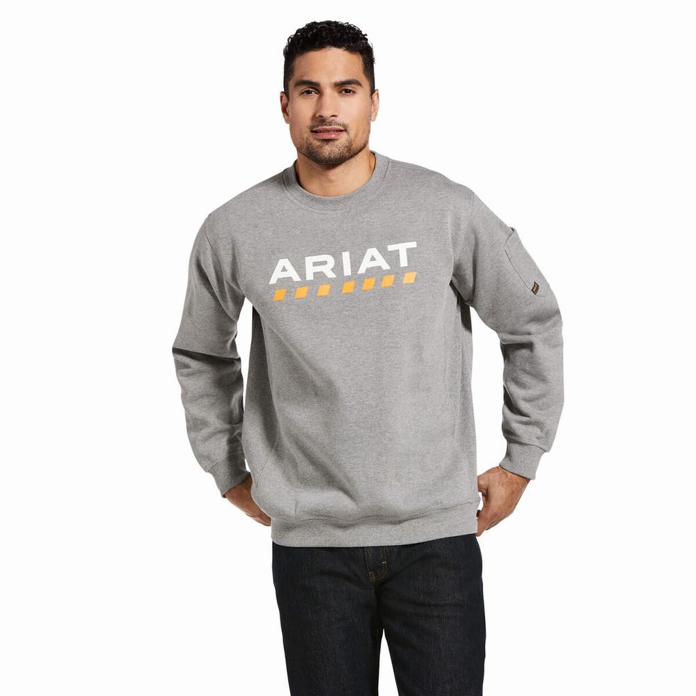 Ariat Rebar Workman Logo Hoodie Herr Grå | 489-FIJGOV