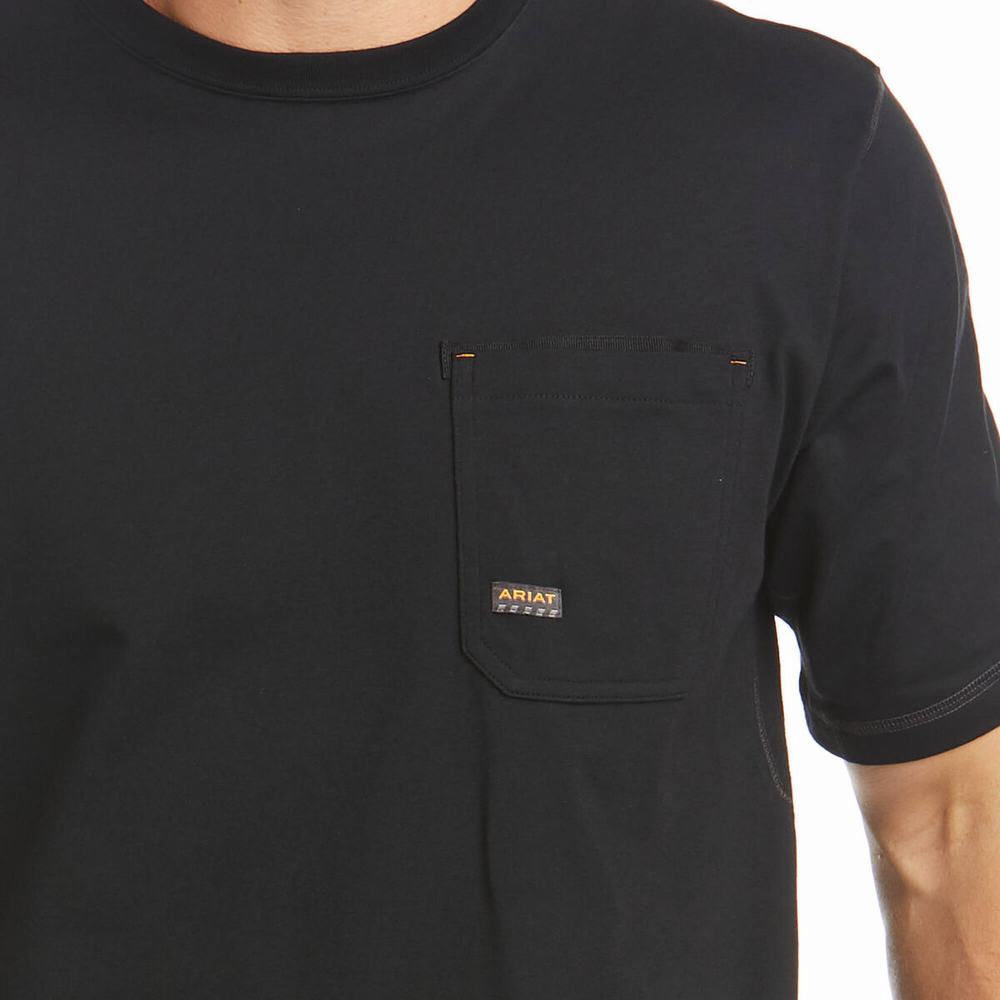 Ariat Rebar Workman Logo Short Sleeve Herr Svarta | 705-APSQBH