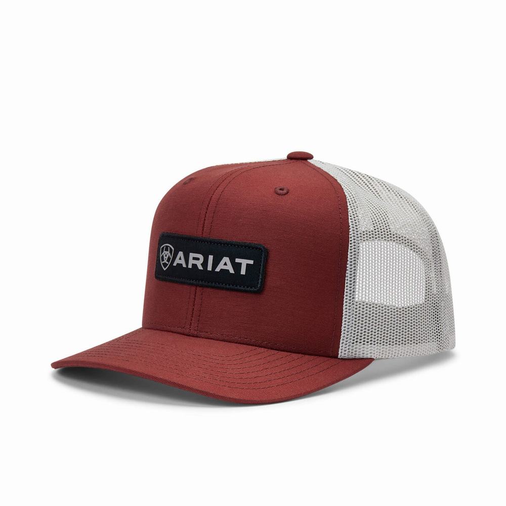 Ariat Rectangle Logo Patch Hatt Herr Röda | 058-FTYLCV