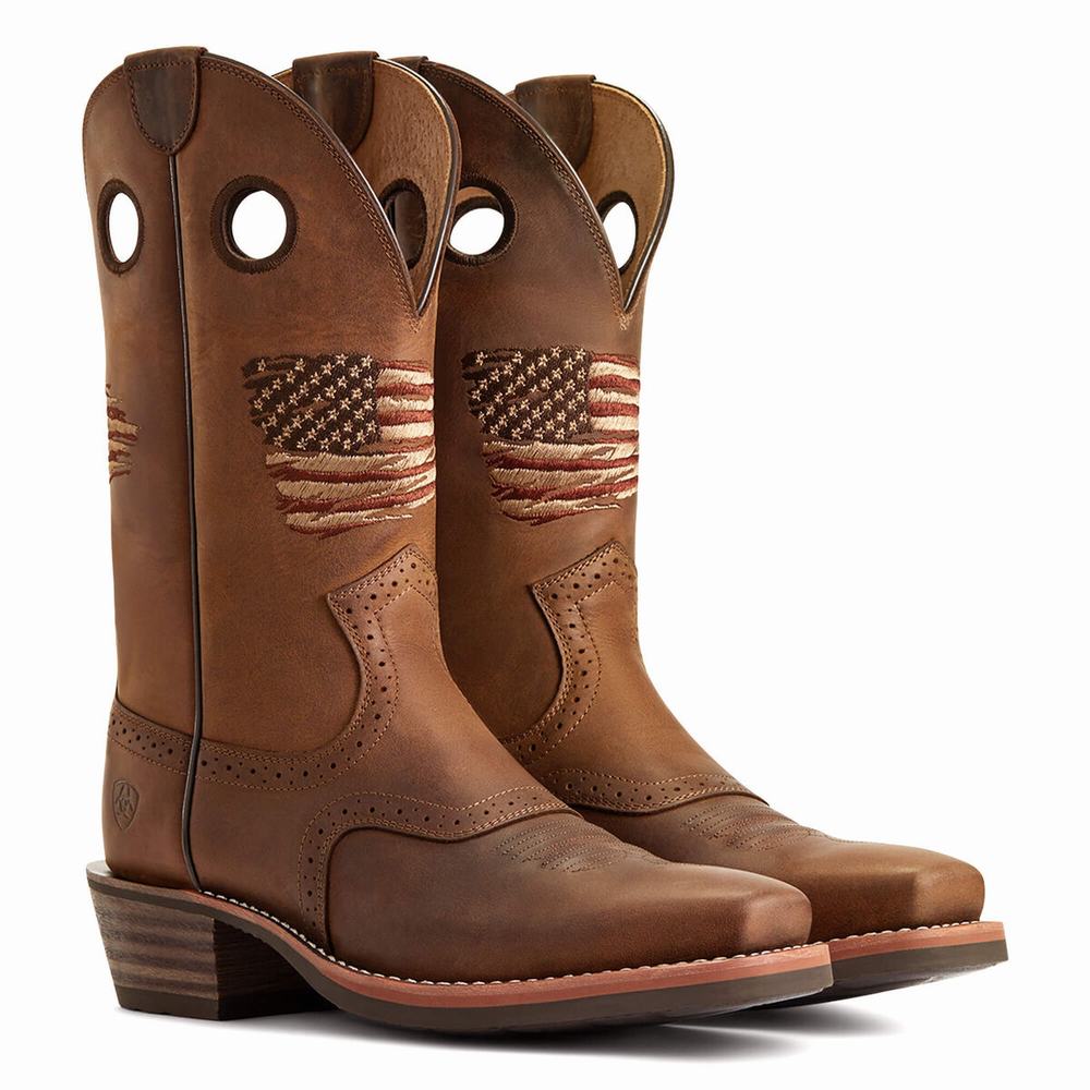 Ariat Roughstock Patriot Western Stövlar Herr Bruna | 843-YFNSIC