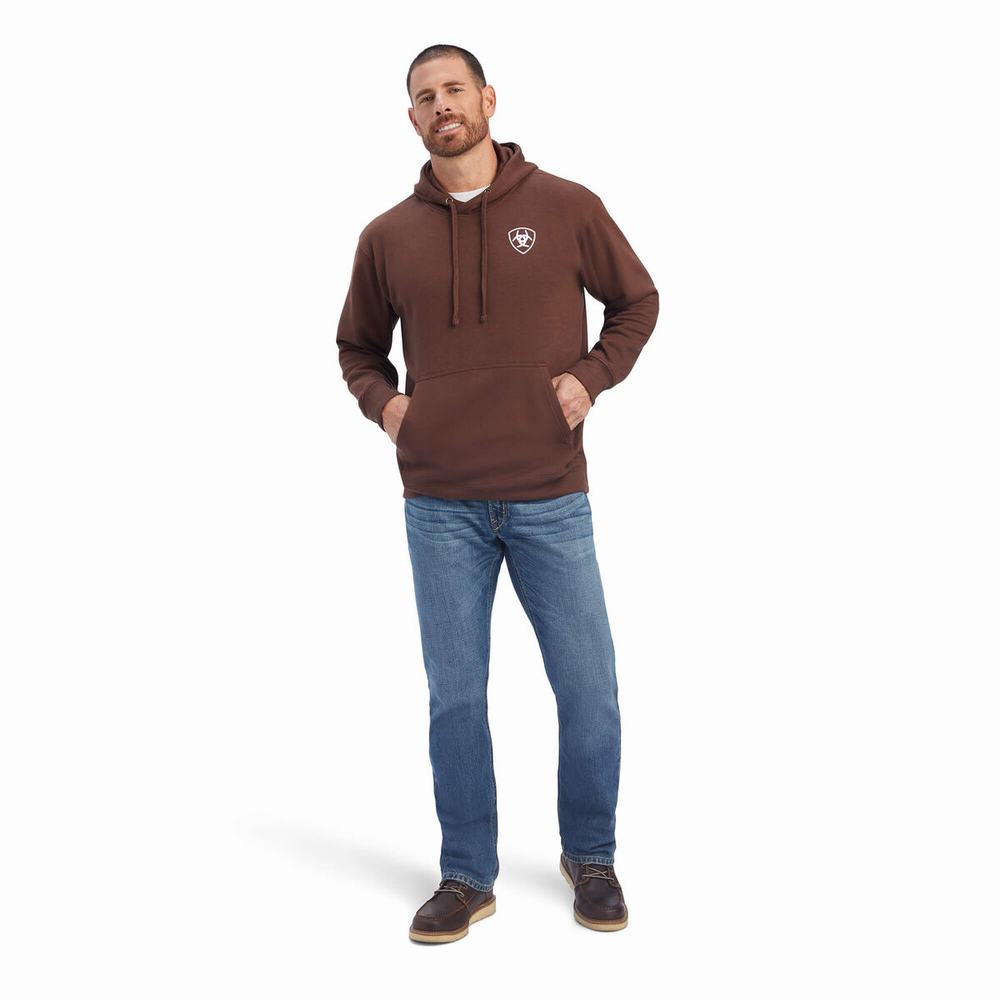 Ariat Southwest Läder Hoodie Herr Bruna | 163-UKXLQD